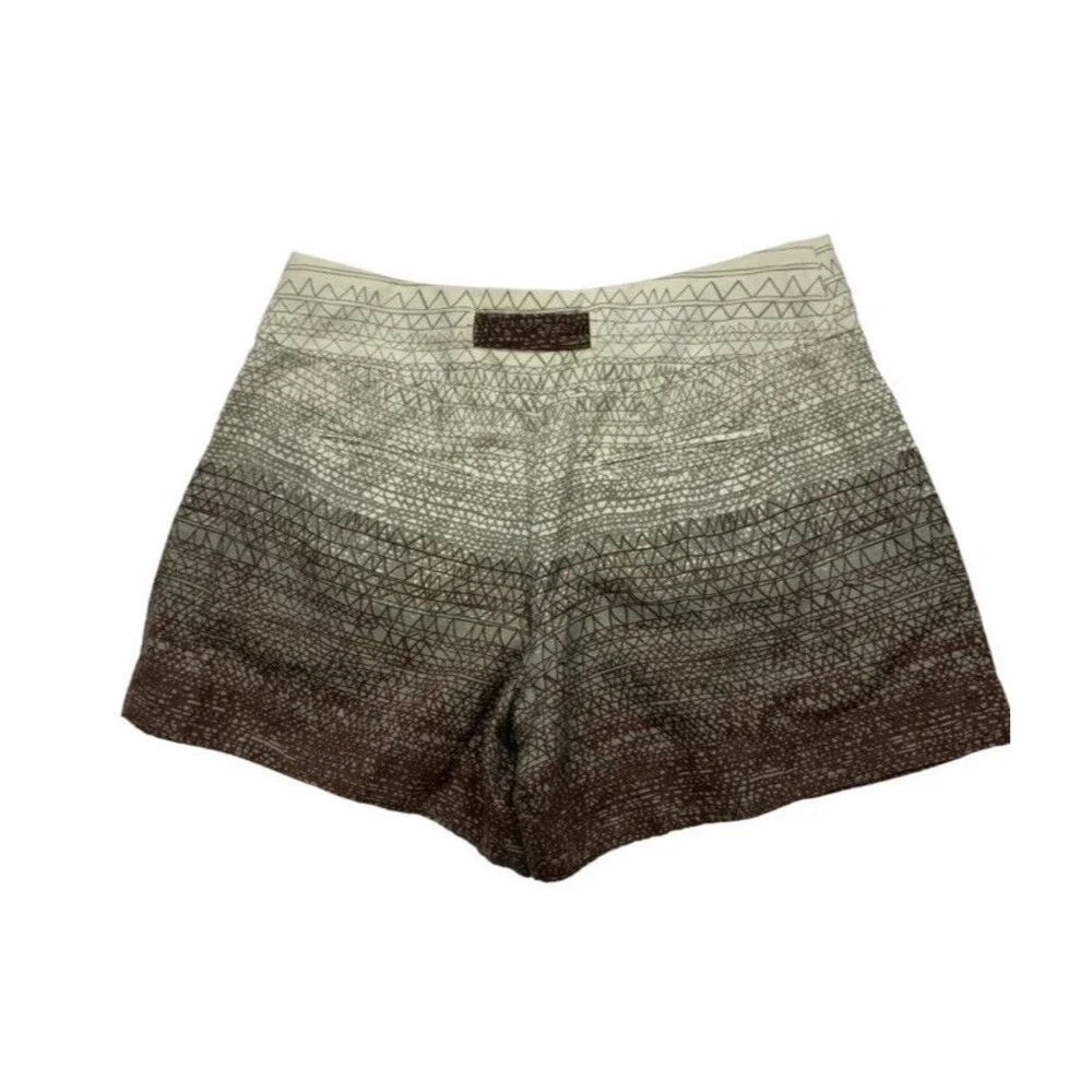 Anthropologie Coquille Ombré Scribble Short sz 4 Beige Brown Pleated Linen Blend - Picture 2 of 11